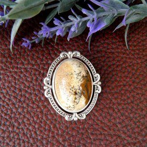 Wood Jasper Gemstone Brooch Pin